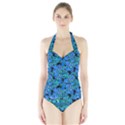 Fall Leaves Blue Halter Swimsuit View1