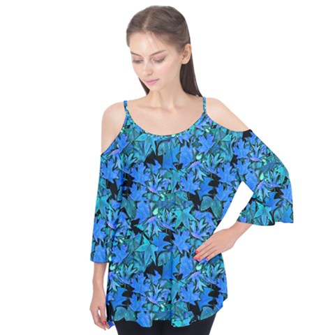 Fall Leaves Blue Flutter Tees by bloomingvinedesign