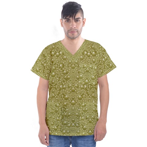 Baroque Pearls In Ornate Decorative Bohemian Style Men s V-neck Scrub Top by pepitasart