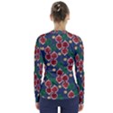 Figs and Monstera  V-Neck Long Sleeve Top View2