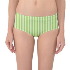 Lime Stripes Mid-waist Bikini Bottoms by retrotoomoderndesigns