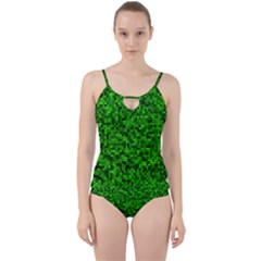 Green Mosaic Cut Out Top Tankini Set by retrotoomoderndesigns