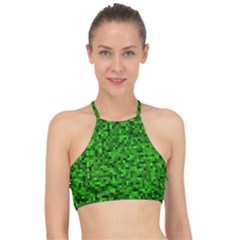 Green Mosaic Racer Front Bikini Top