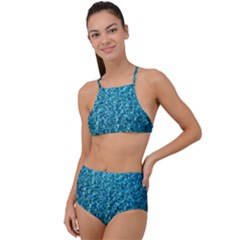 Turquoise Blue Ocean High Waist Tankini Set by retrotoomoderndesigns