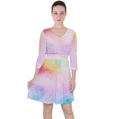 Rainbow painting drops Ruffle Dress