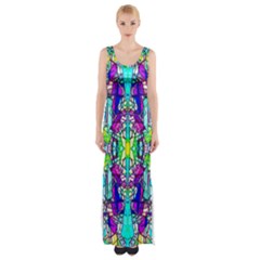 Colorful 60 Thigh Split Maxi Dress by ArtworkByPatrick