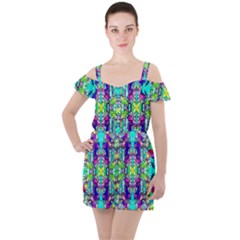 Colorful 60 Ruffle Cut Out Chiffon Playsuit by ArtworkByPatrick