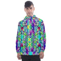 Colorful 60 Men s Front Pocket Pullover Windbreaker by ArtworkByPatrick