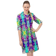 Colorful 60 Long Sleeve Mini Shirt Dress