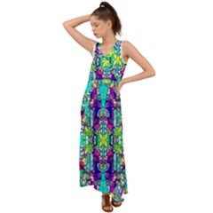 Colorful 60 V-neck Chiffon Maxi Dress