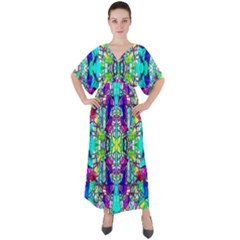 Colorful 60 V-neck Boho Style Maxi Dress