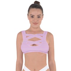 Pink Stripes Horizontal Bandaged Up Bikini Top