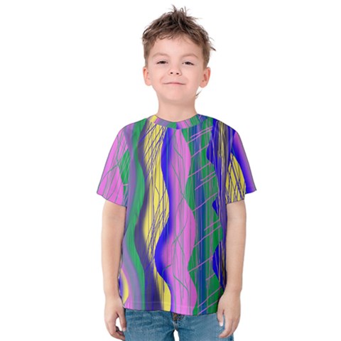 Wavy Scribble Abstract Kids  Cotton Tee by bloomingvinedesign