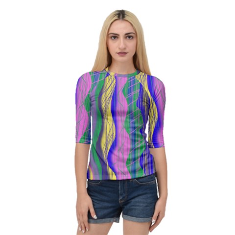 Wavy Scribble Abstract Quarter Sleeve Raglan Tee by bloomingvinedesign