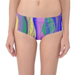 Wavy Scribble Abstract Mid-waist Bikini Bottoms by bloomingvinedesign