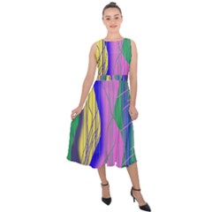 Wavy Scribble Abstract Midi Tie-back Chiffon Dress by bloomingvinedesign