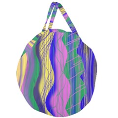 Wavy Scribble Abstract Giant Round Zipper Tote by bloomingvinedesign