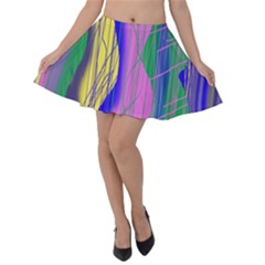 Wavy Scribble Abstract Velvet Skater Skirt by bloomingvinedesign