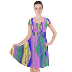 Wavy Scribble Abstract Cap Sleeve Midi Dress by bloomingvinedesign