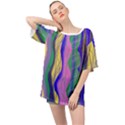 Wavy scribble abstract Oversized Chiffon Top View1