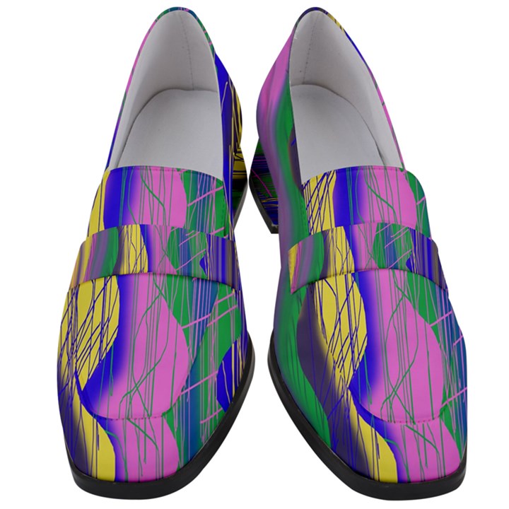 Wavy scribble abstract Women s Chunky Heel Loafers