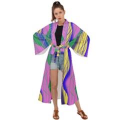 Wavy Scribble Abstract Maxi Kimono by bloomingvinedesign