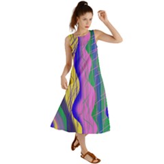 Wavy Scribble Abstract Summer Maxi Dress by bloomingvinedesign