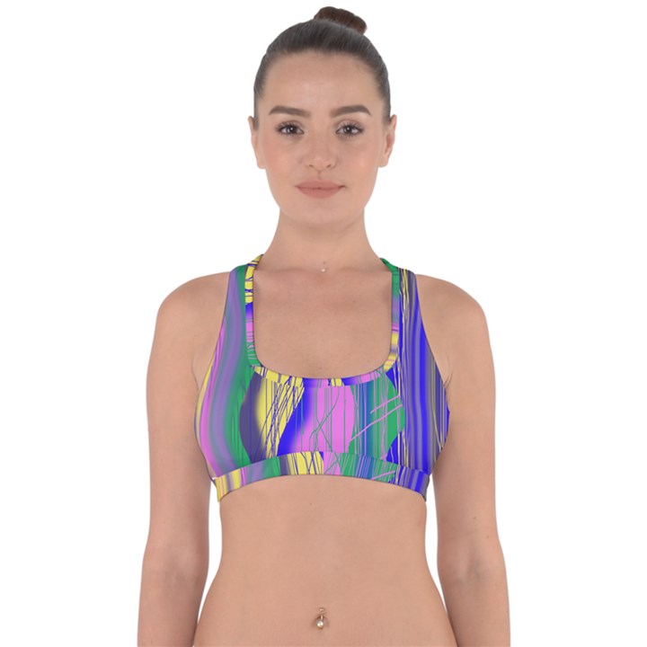 Wavy scribble abstract Cross Back Hipster Bikini Top 