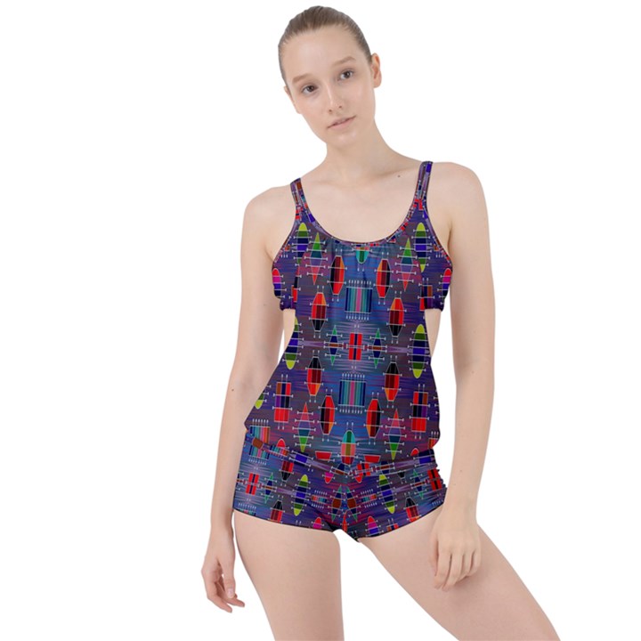 Colorful 63 Boyleg Tankini Set 