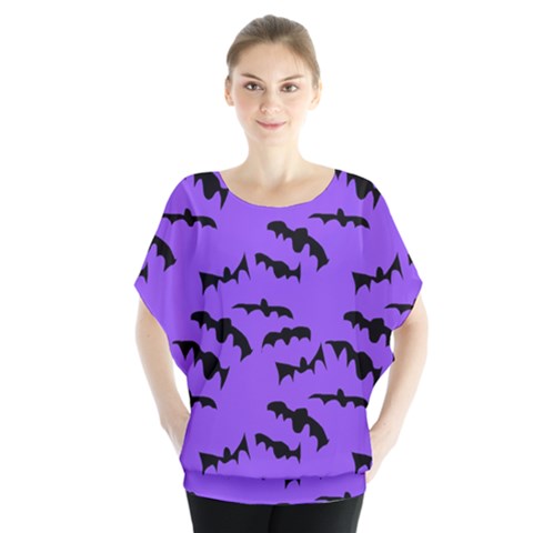 Bats Pattern Batwing Chiffon Blouse by bloomingvinedesign