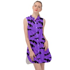 Bats Pattern Sleeveless Shirt Dress