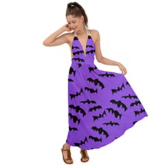 Bats Pattern Backless Maxi Beach Dress