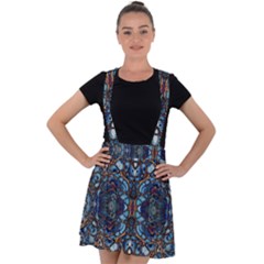 Colorful 64 Velvet Suspender Skater Skirt