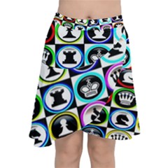 Chess Chiffon Wrap Front Skirt