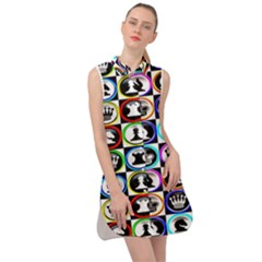 Chess Sleeveless Shirt Dress