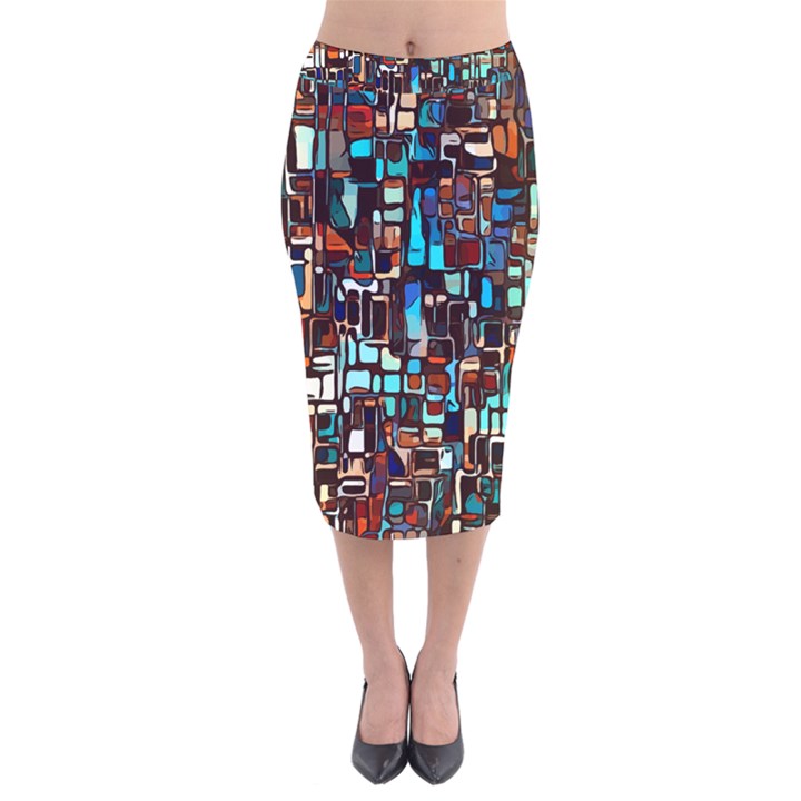 Colorful 66 Velvet Midi Pencil Skirt