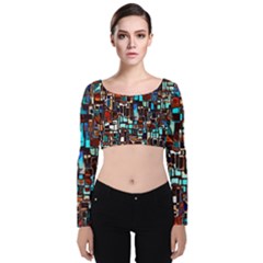 Colorful 66 Velvet Long Sleeve Crop Top by ArtworkByPatrick