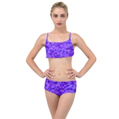 Shades Of Purple Triangles Layered Top Bikini Set by retrotoomoderndesigns