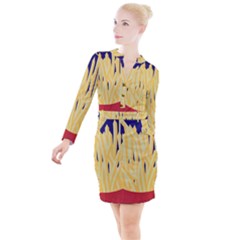 French Fries Potato Snacks Food Button Long Sleeve Dress by Simbadda