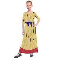 French Fries Potato Snacks Food Kids  Quarter Sleeve Maxi Dress by Simbadda