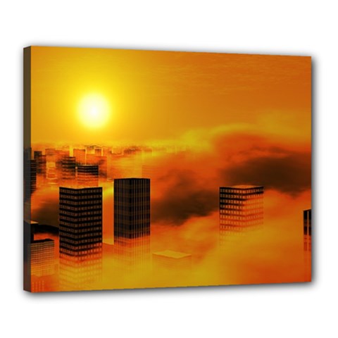 City Sun Clouds Smog Sky Yellow Canvas 20  X 16  (stretched) by Simbadda