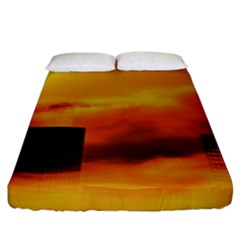 City Sun Clouds Smog Sky Yellow Fitted Sheet (king Size) by Simbadda