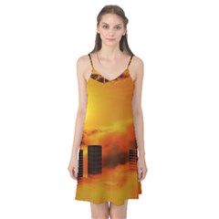 City Sun Clouds Smog Sky Yellow Camis Nightgown by Simbadda