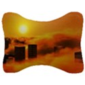 City Sun Clouds Smog Sky Yellow Velour Seat Head Rest Cushion View1