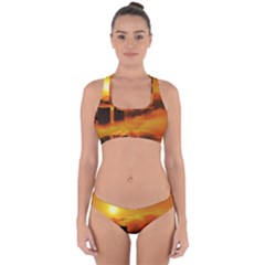 City Sun Clouds Smog Sky Yellow Cross Back Hipster Bikini Set by Simbadda