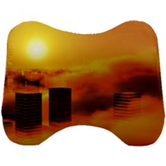 City Sun Clouds Smog Sky Yellow Head Support Cushion by Simbadda