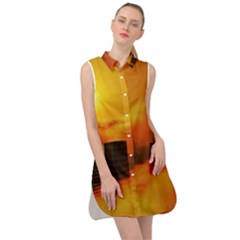 City Sun Clouds Smog Sky Yellow Sleeveless Shirt Dress