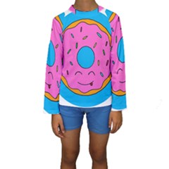 Donut Doughnut Dessert Clip Art Kids  Long Sleeve Swimwear by Simbadda