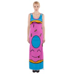 Donut Doughnut Dessert Clip Art Thigh Split Maxi Dress by Simbadda