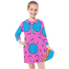 Donut Doughnut Dessert Clip Art Kids  Quarter Sleeve Shirt Dress by Simbadda